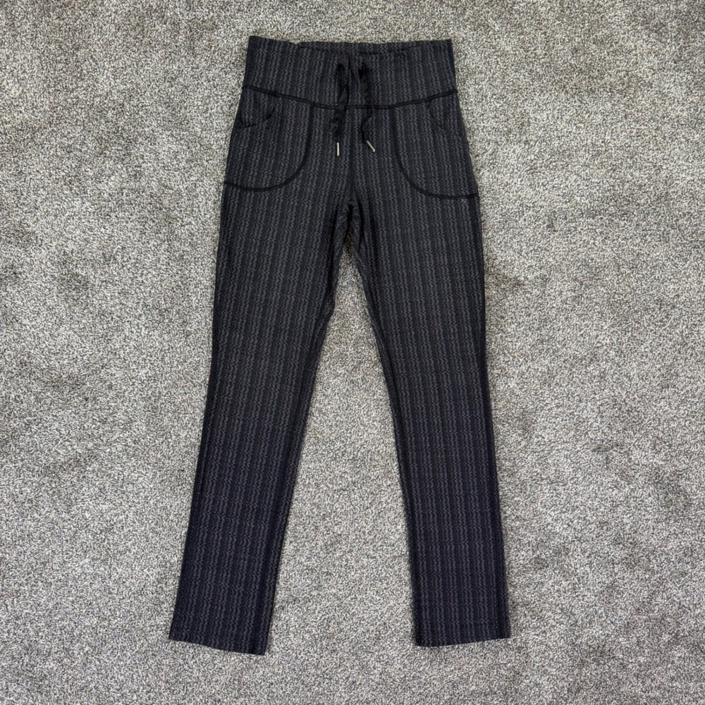 Lululemon Grey Chevron Zigzag High Rise Drawstring Yoga Pants Womens READ